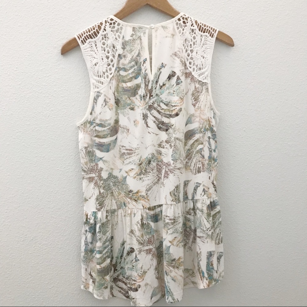 Meadow Rue crochet shoulder printed tank top small - Picture 5 of 7